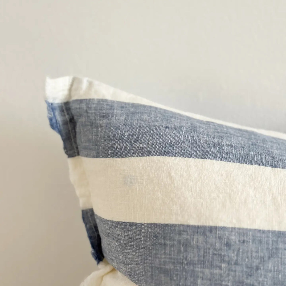 Esmee Linen Cushion  50×30cm – Wide Blue Stripe
