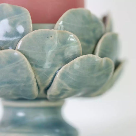 Artichoke Pillar Candle Holder Sage