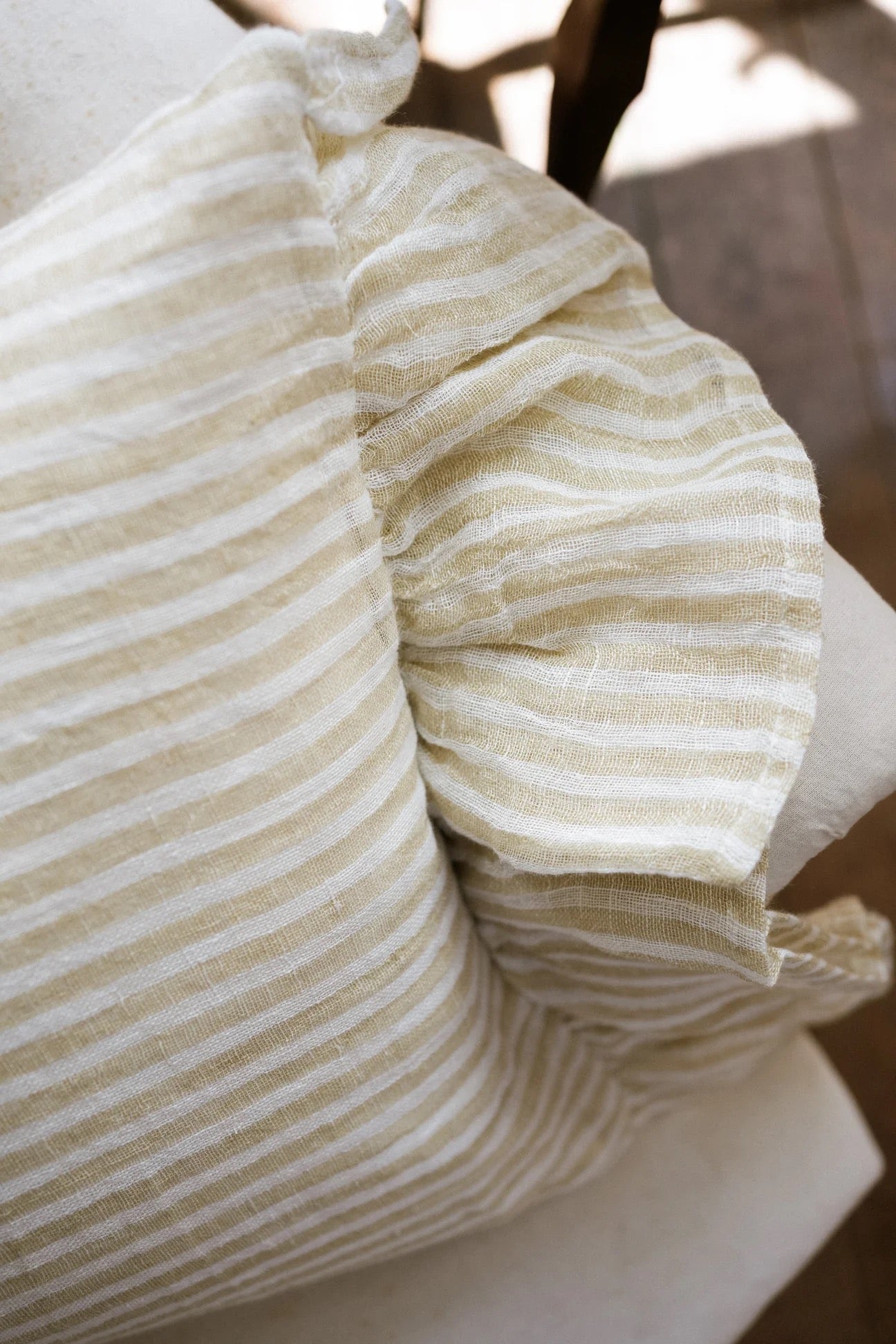 The Salcombe Frill Ruffle Cushion 40x50cm Antique Cream