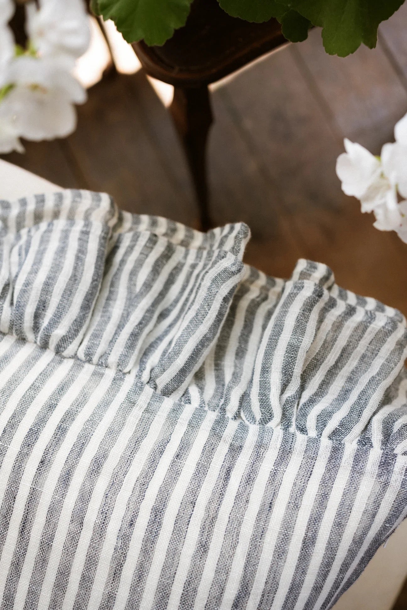 The Salcombe Frill Ruffle Cushion 40x50cm Blue