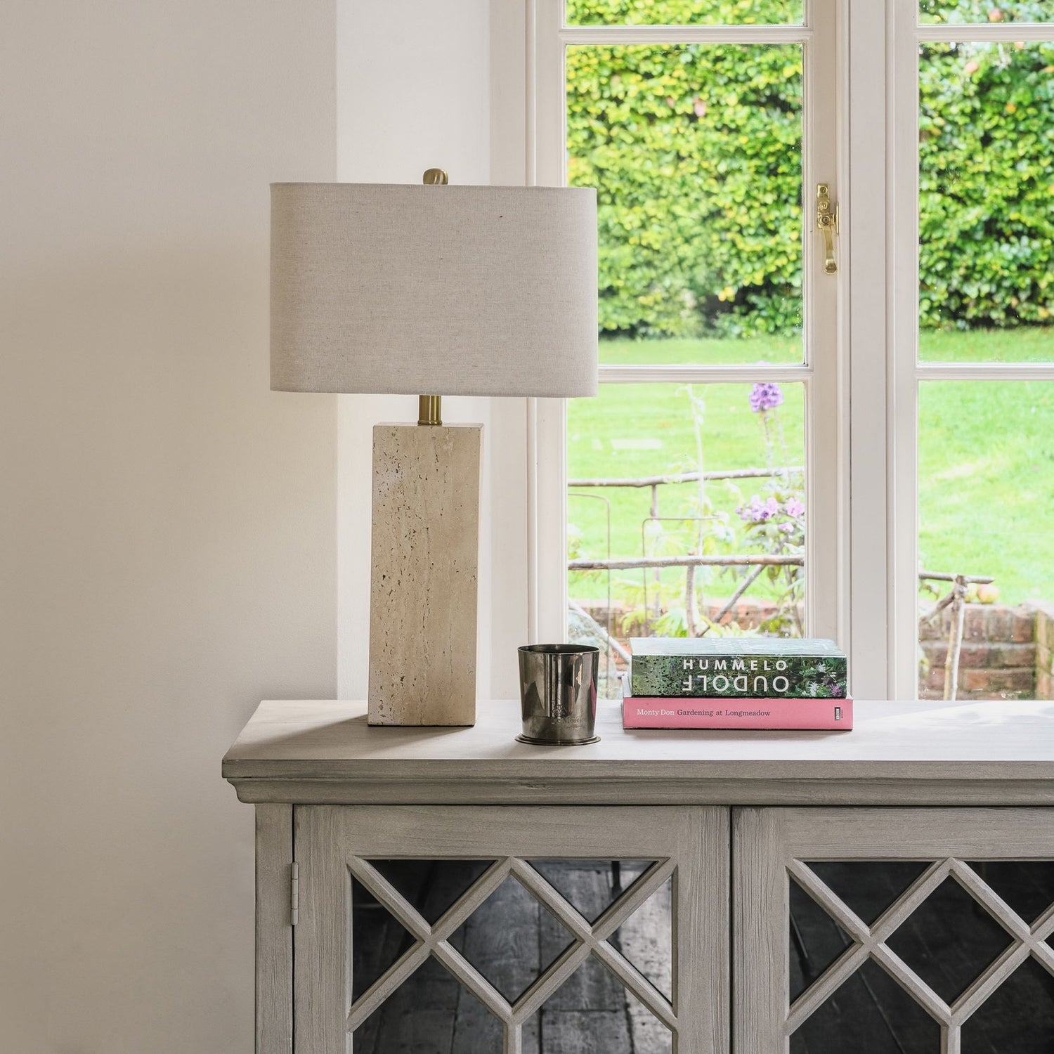 CLIFTON SQUARED STONE TABLE LAMP WITH SHADE