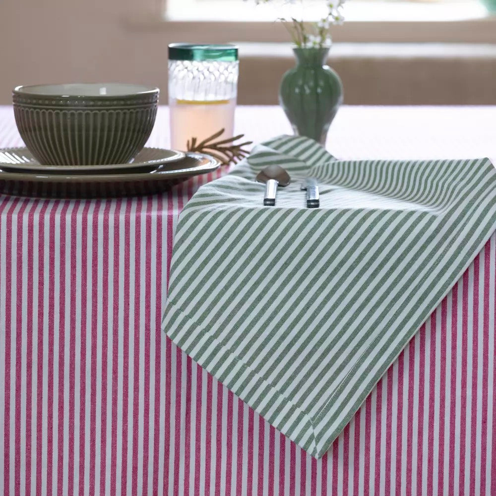 Striped Tablecloth Lipstick Pink or moss green