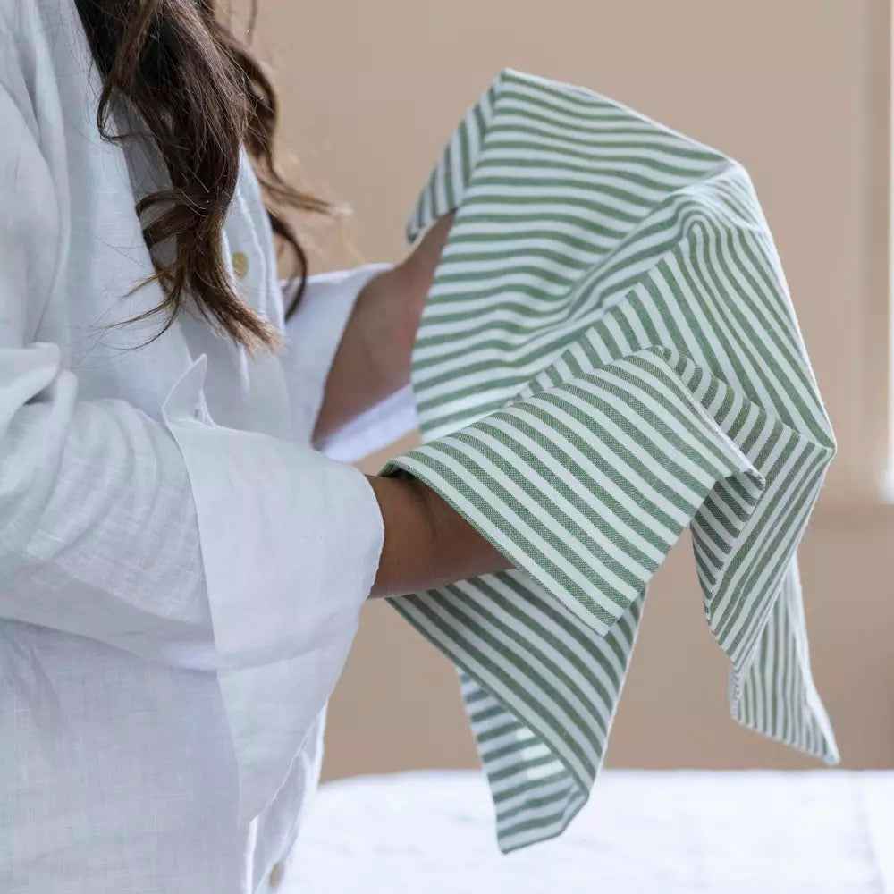 Striped Napkin Pink or Moss Green (pack of 4)