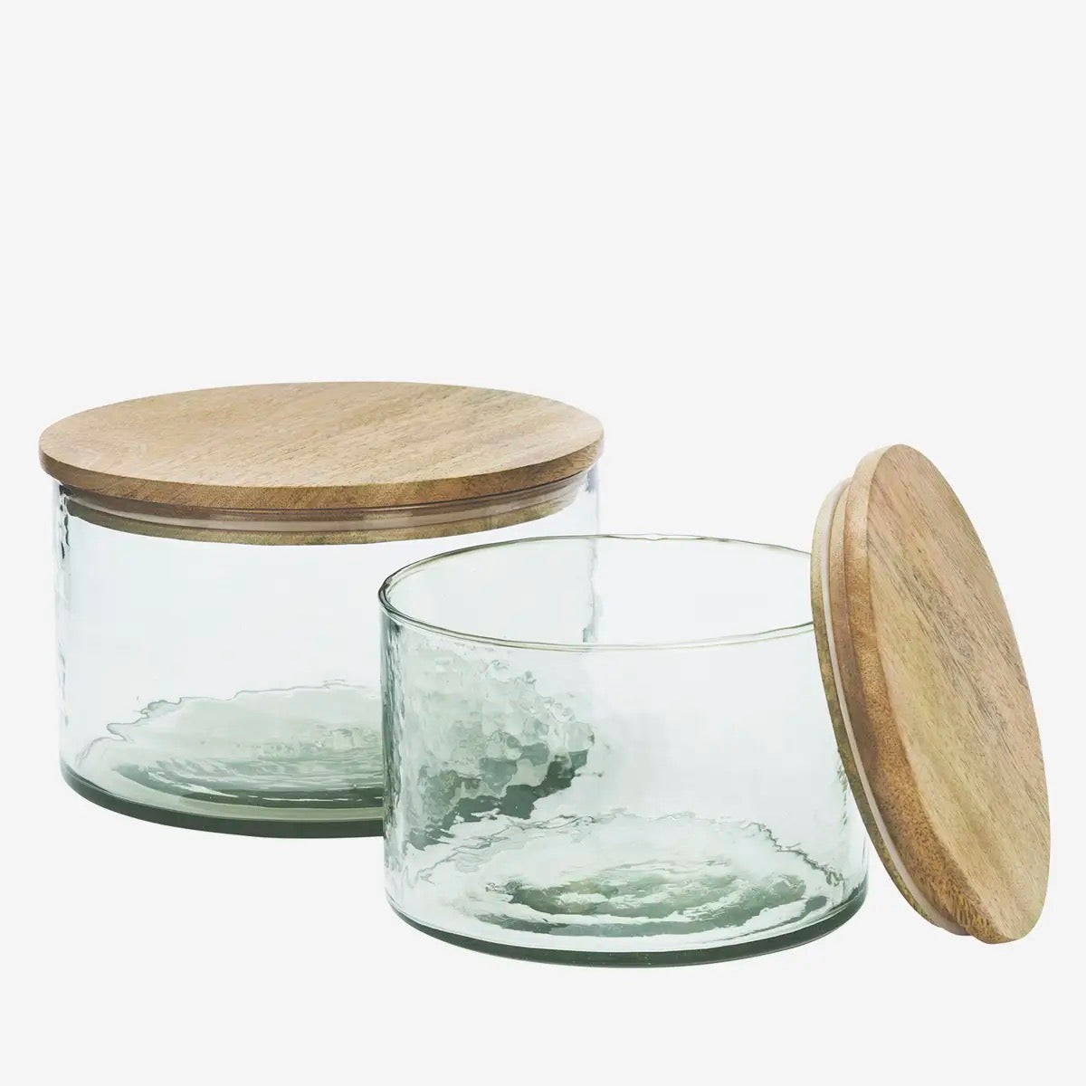 GLASS JAR W/ WOODEN LID - 2 SIZES
