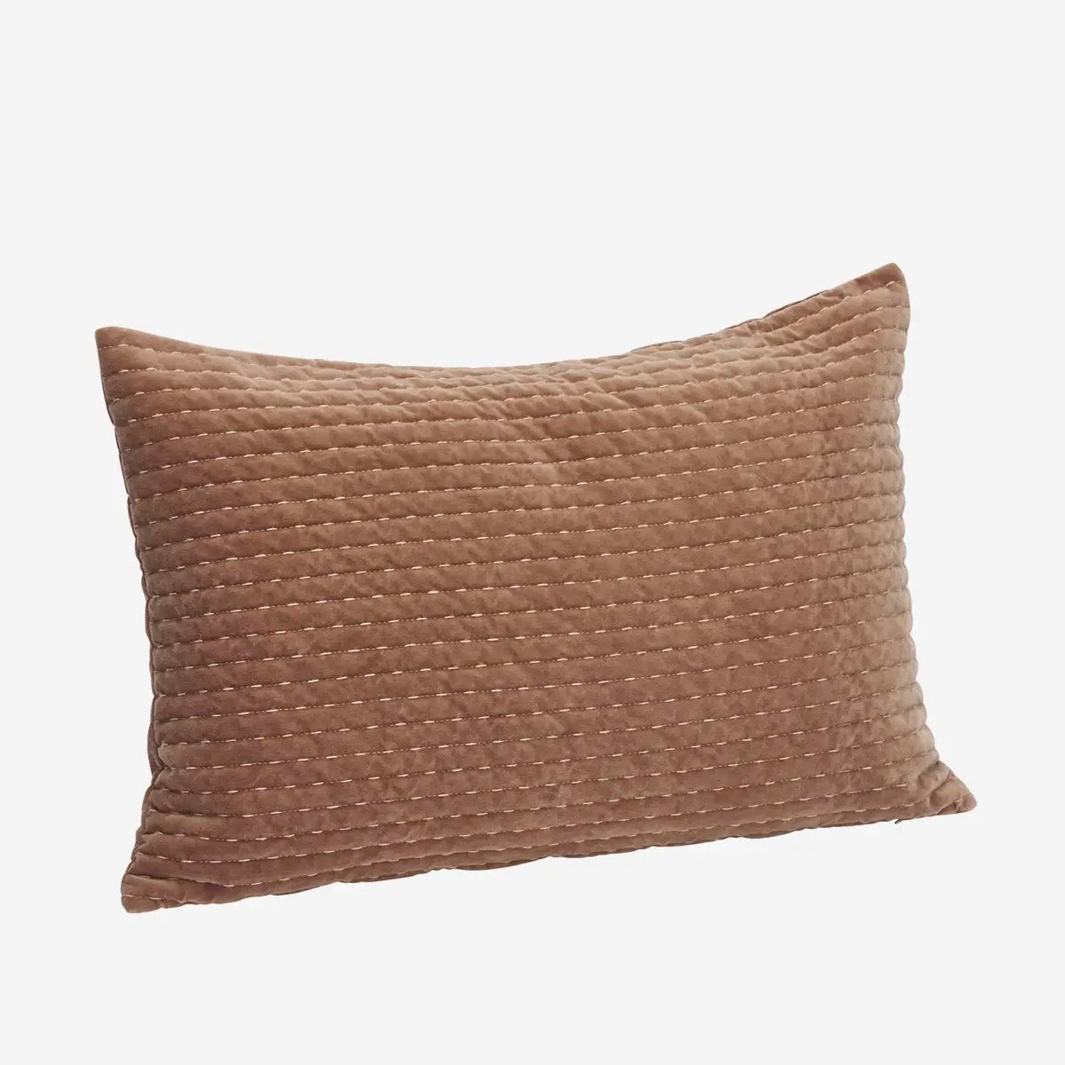 QUILTED VELVET CUSHION COVER - DUSTY ROSE