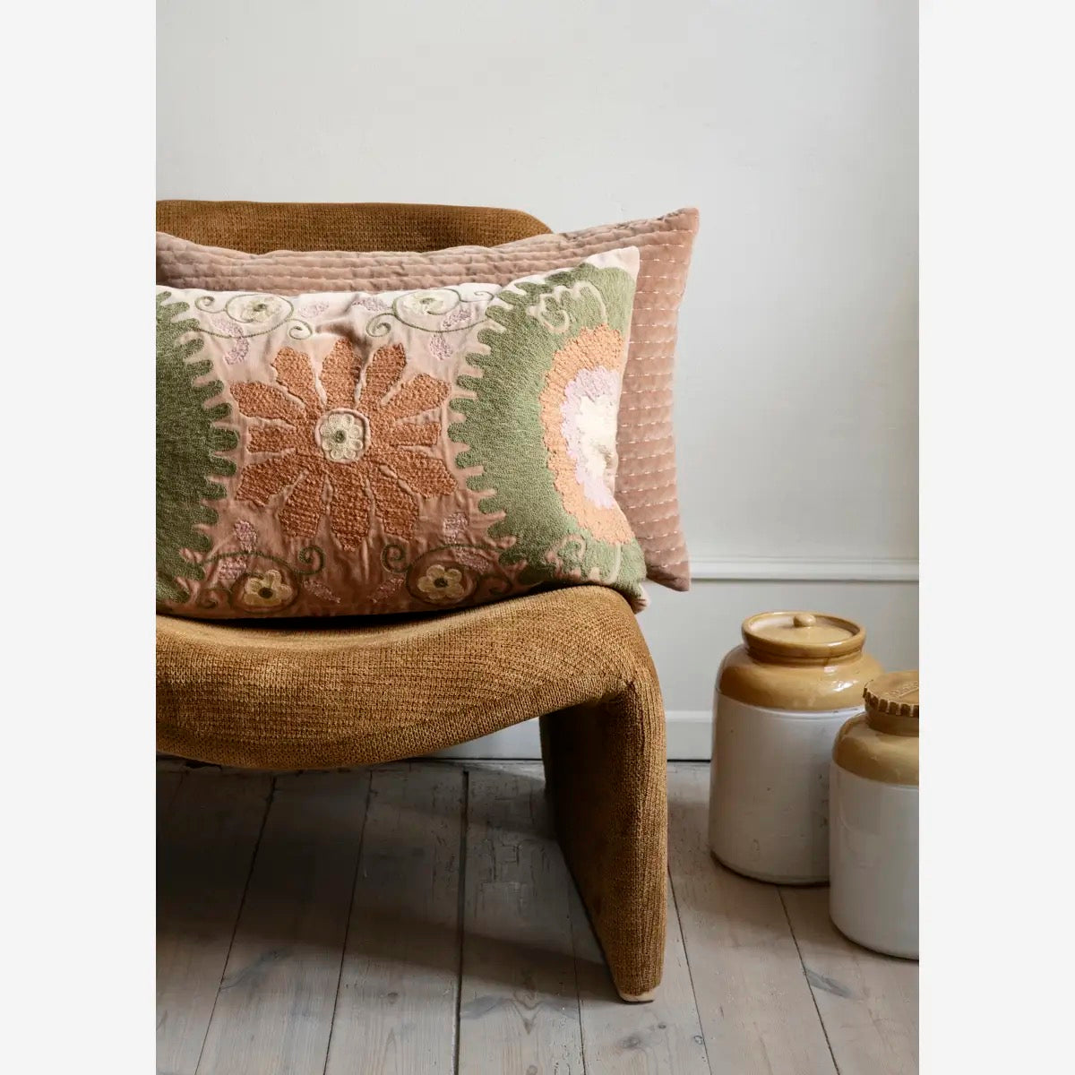 QUILTED VELVET CUSHION COVER - DUSTY ROSE