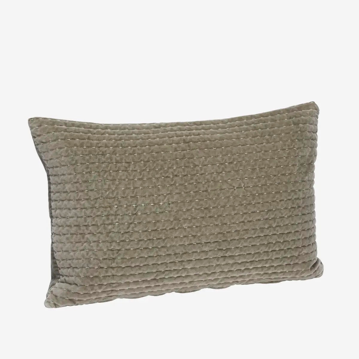 QUILTED VELVET CUSHION COVER - LIGHT GREEN GREY