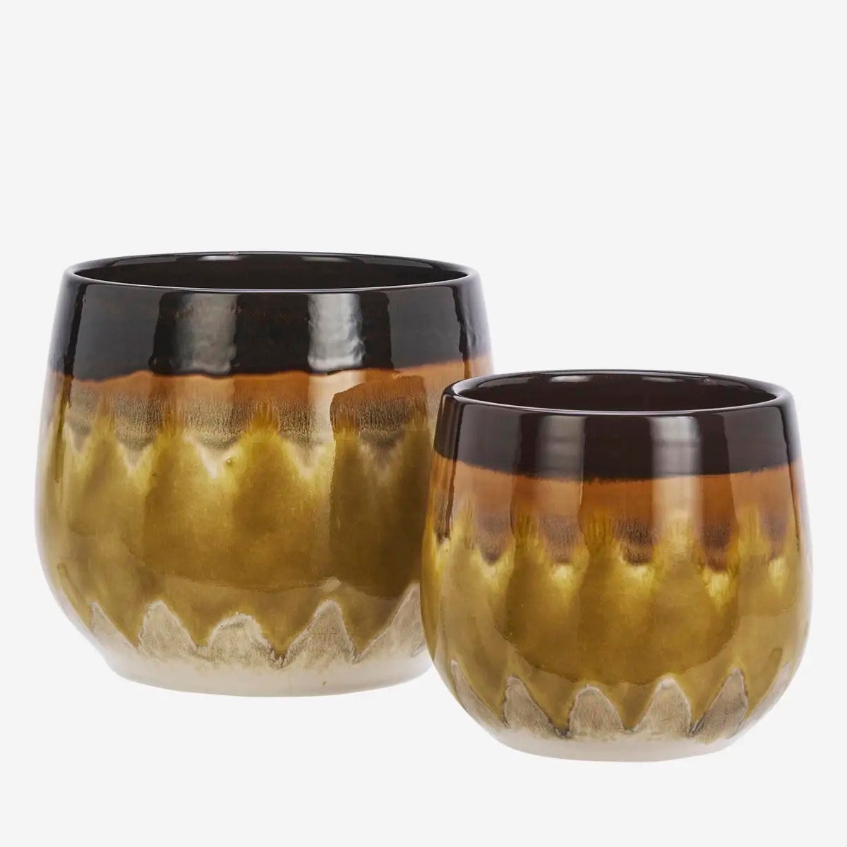 STONEWARE FLOWER POTS - 3 COLOUR WAYS S/2