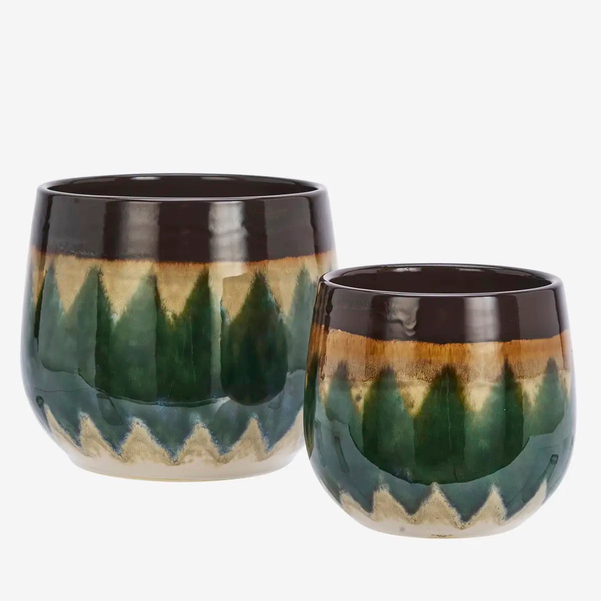STONEWARE FLOWER POTS - 3 COLOUR WAYS S/2