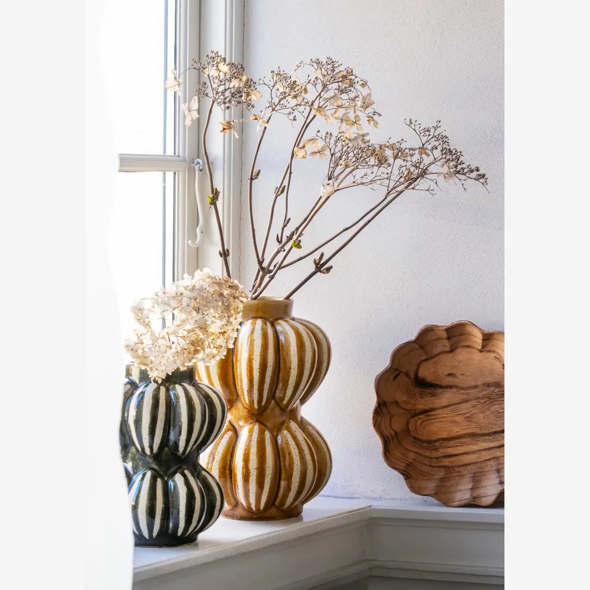 STONEWARE VASE, GREEN