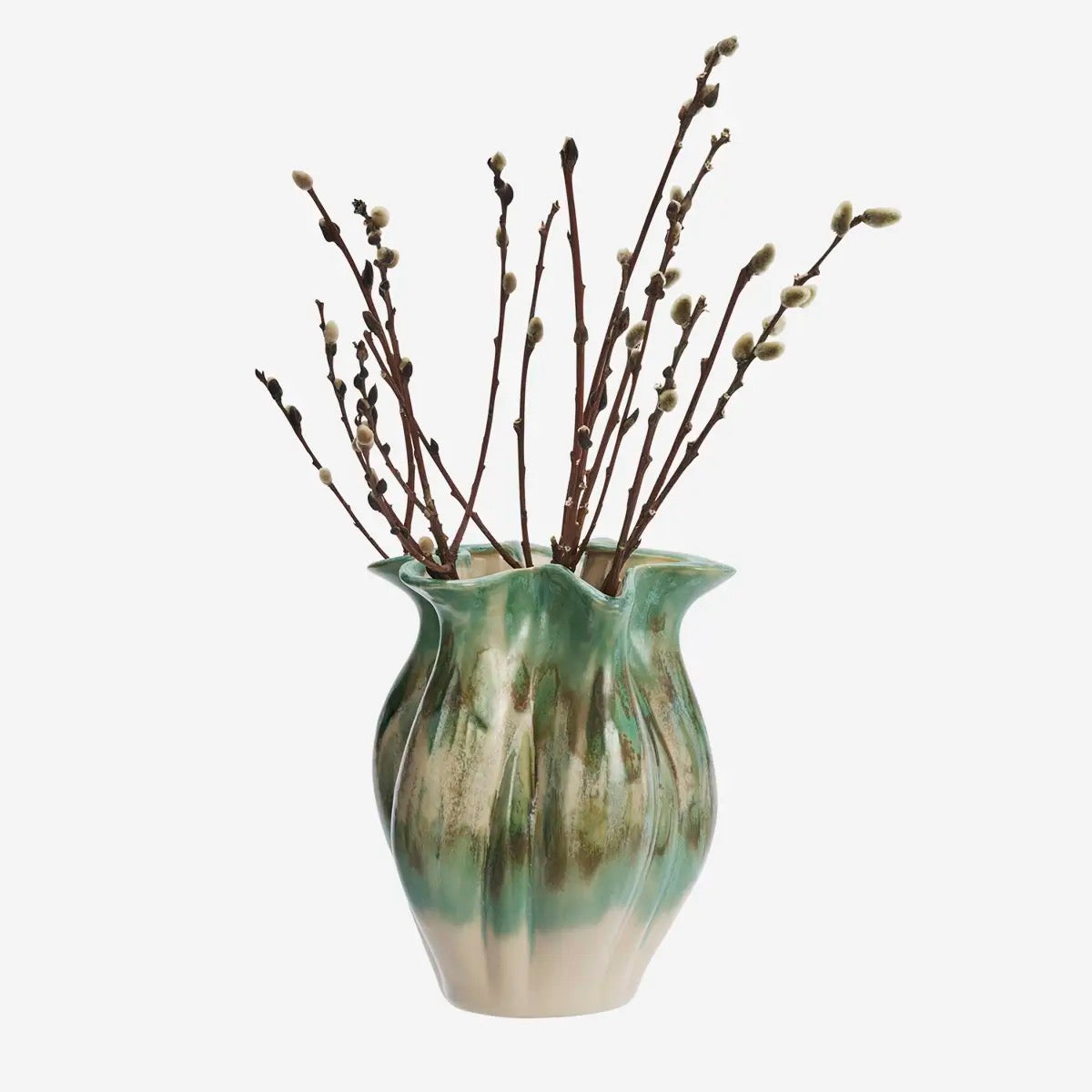 STONEWARE VASE, LIGHT GREEN