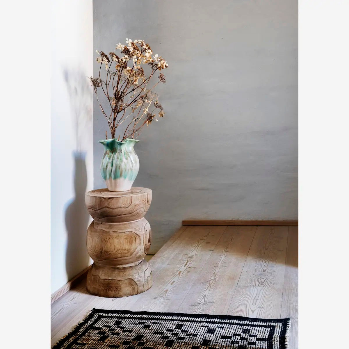 STONEWARE VASE, LIGHT GREEN