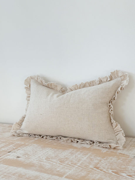 Grace Sand Natural Ruffle Cushion 2 sizes