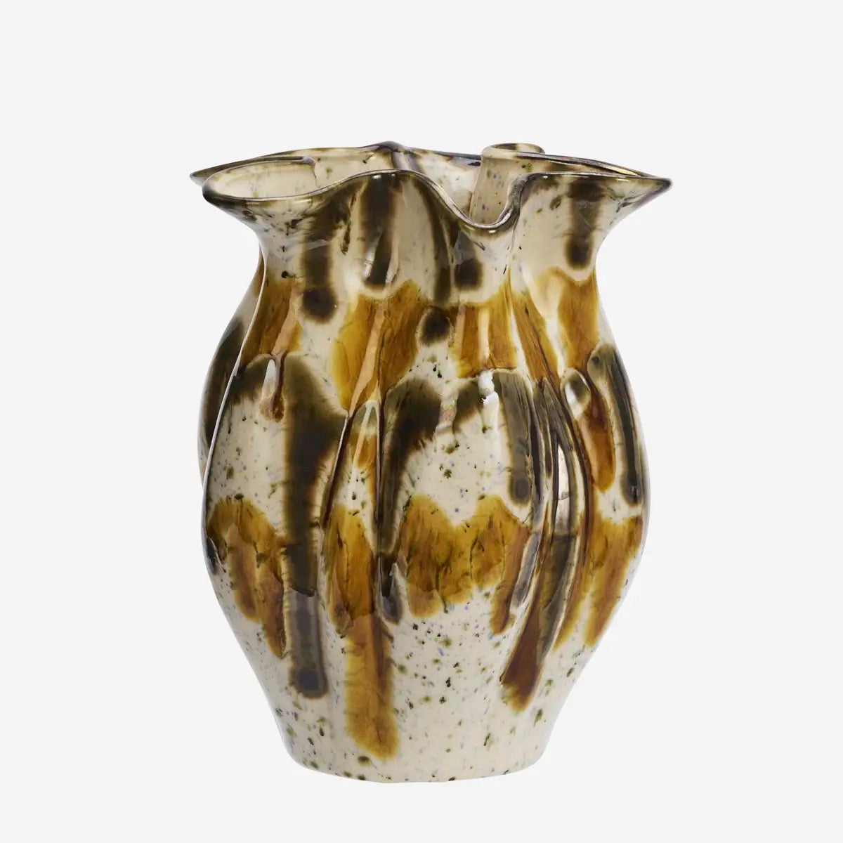 STONEWARE VASE, BROWN