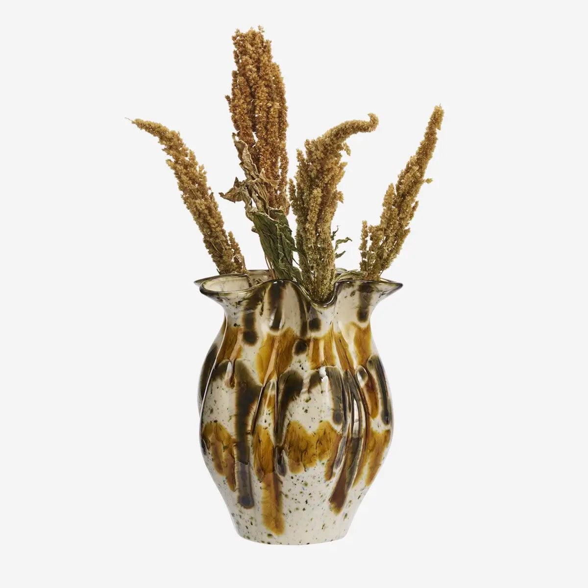 STONEWARE VASE, BROWN
