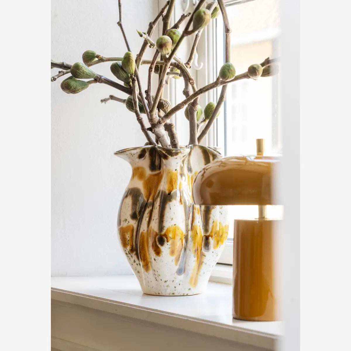 STONEWARE VASE, BROWN