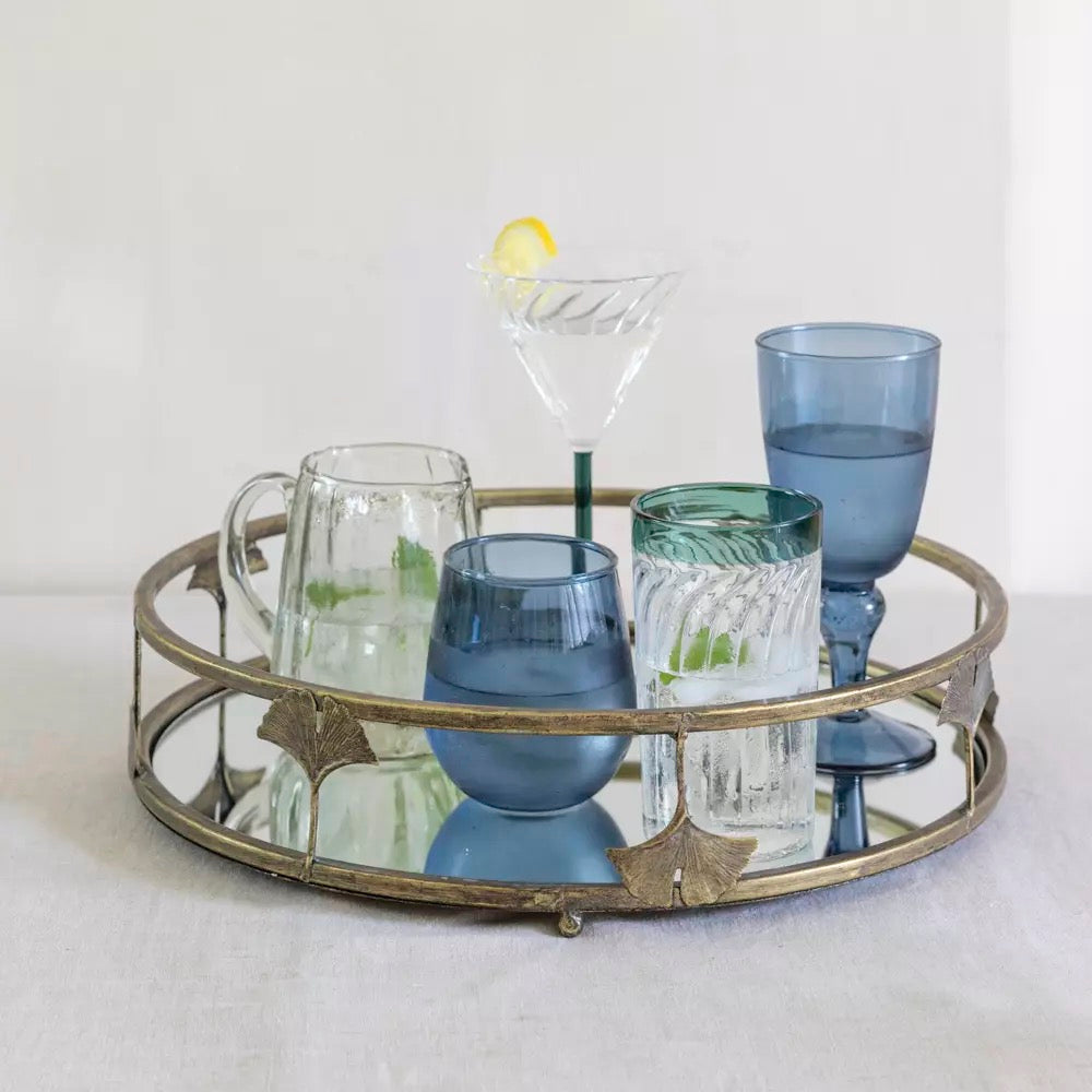 Golden Lotus Mirrored Tray