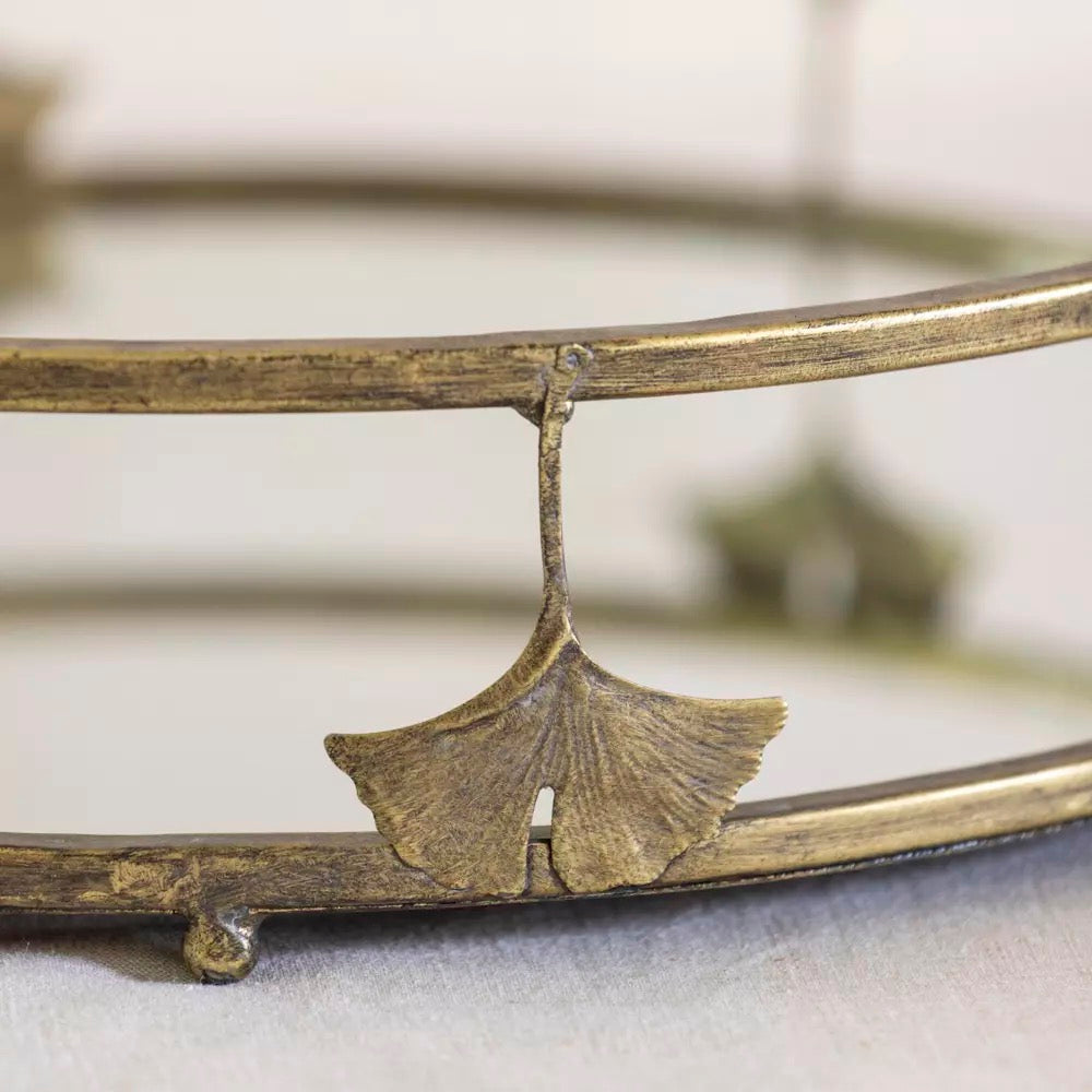 Golden Lotus Mirrored Tray