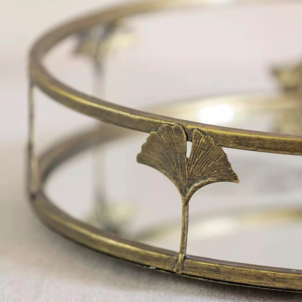 Golden Lotus Mirrored Tray