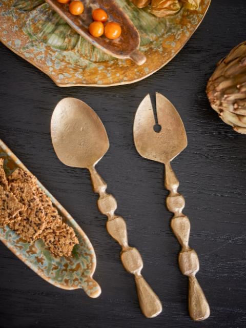 Edi Salad Servers, Brass, Metal S/2