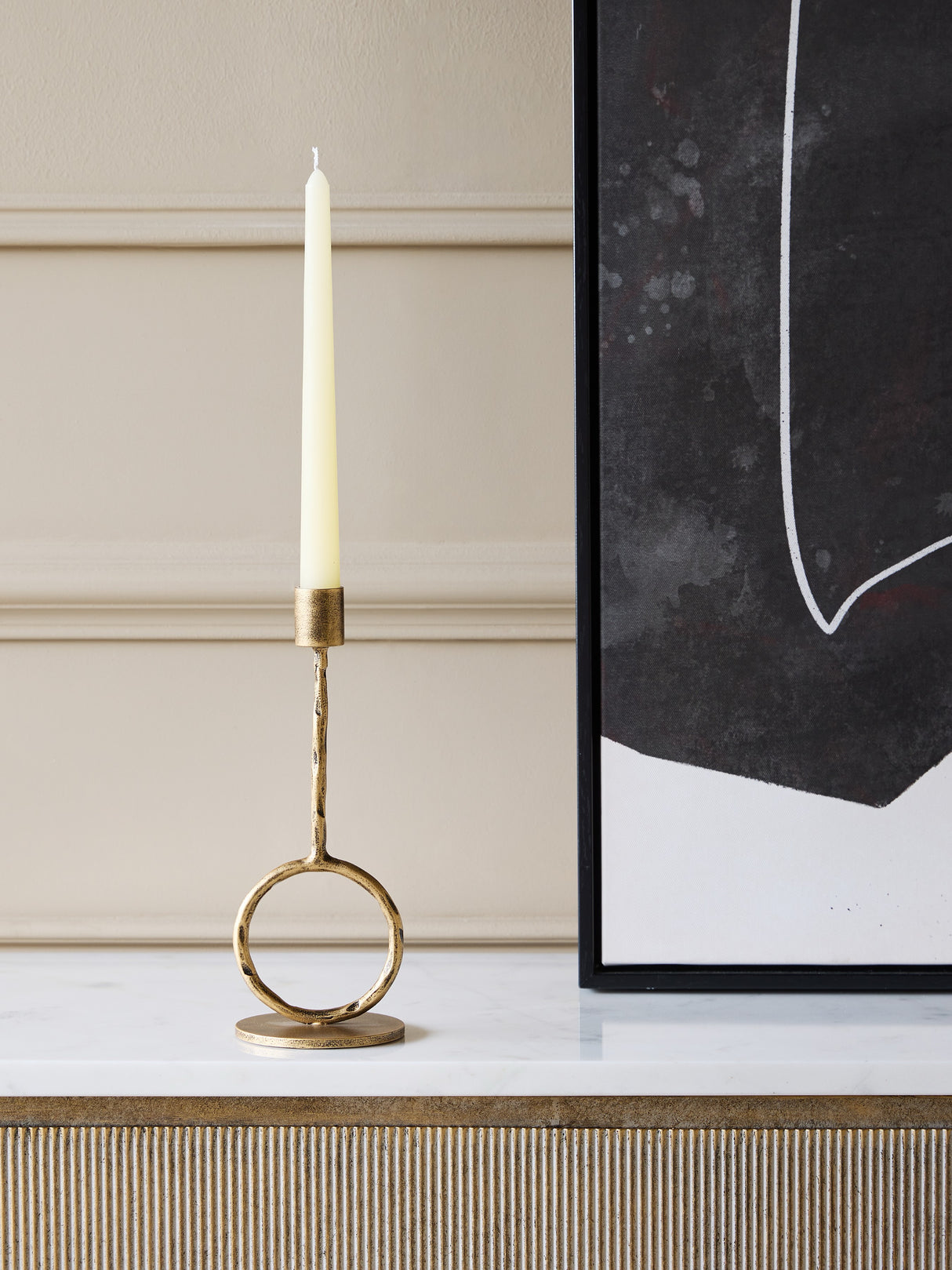 LIBRA - RONDE ANTIQUE GOLD CANDLE HOLDER - 2 SIZES