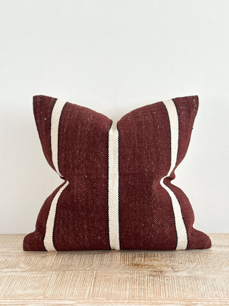 India Plum, Black & Cream Stripe Cushion - 2 sizes
