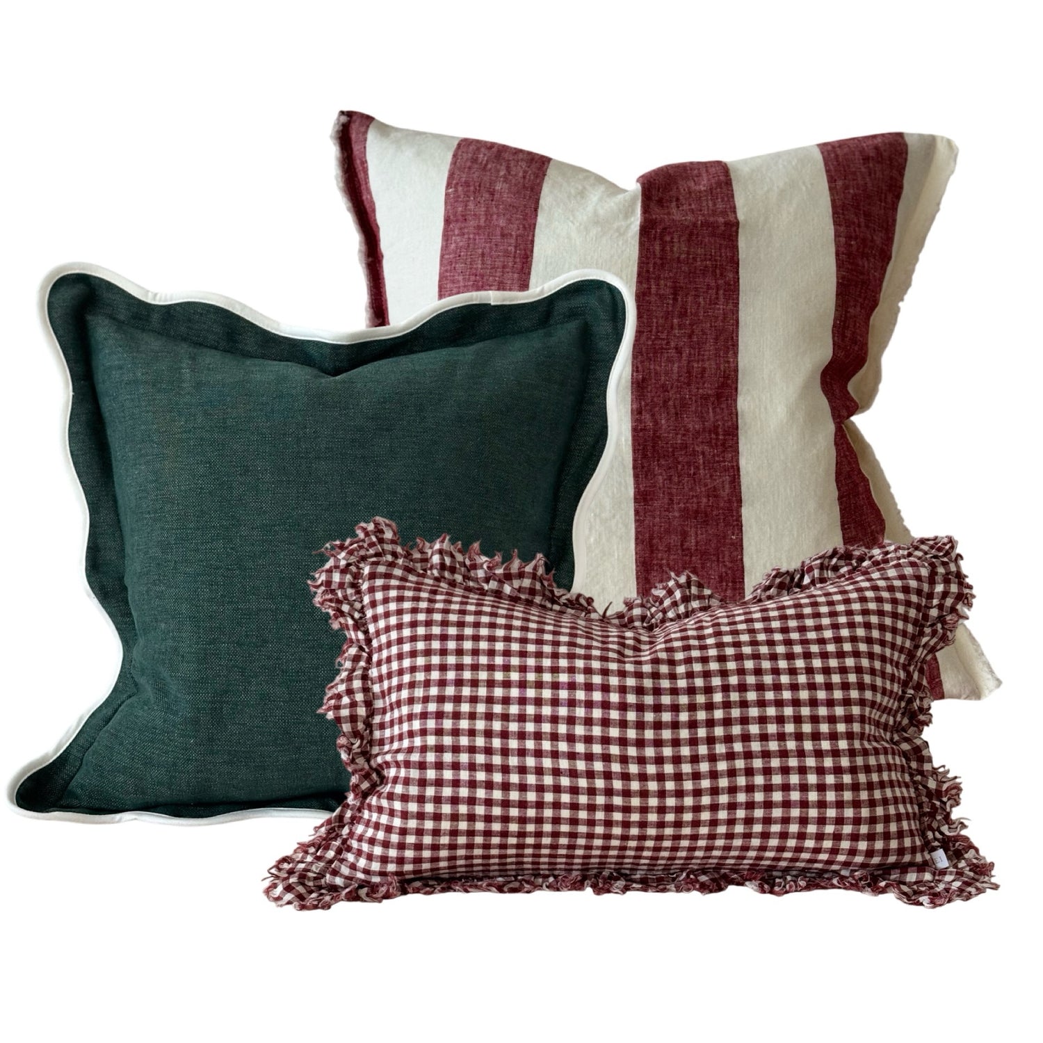 Hallie Red Gingham Ruffle Cushion 50×30