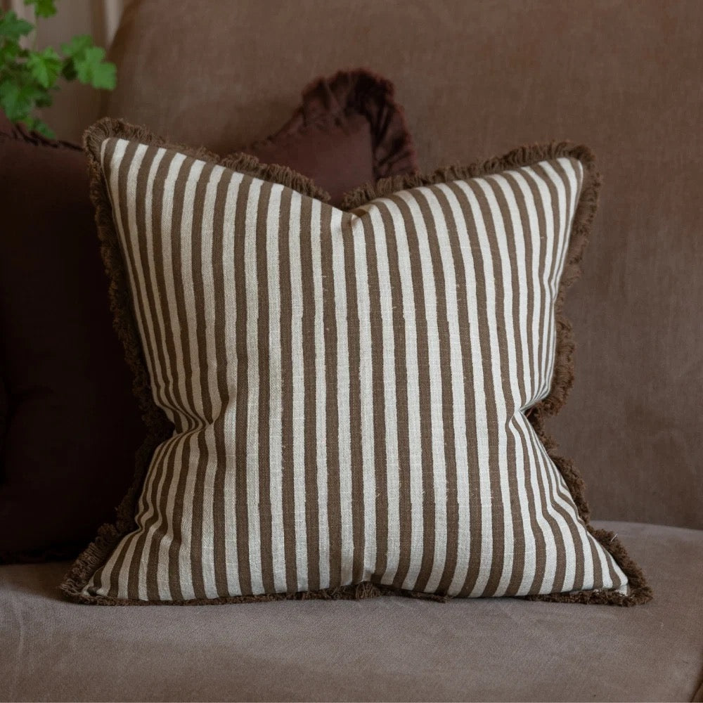 Sadie Brown Stripe Cushion 45cm