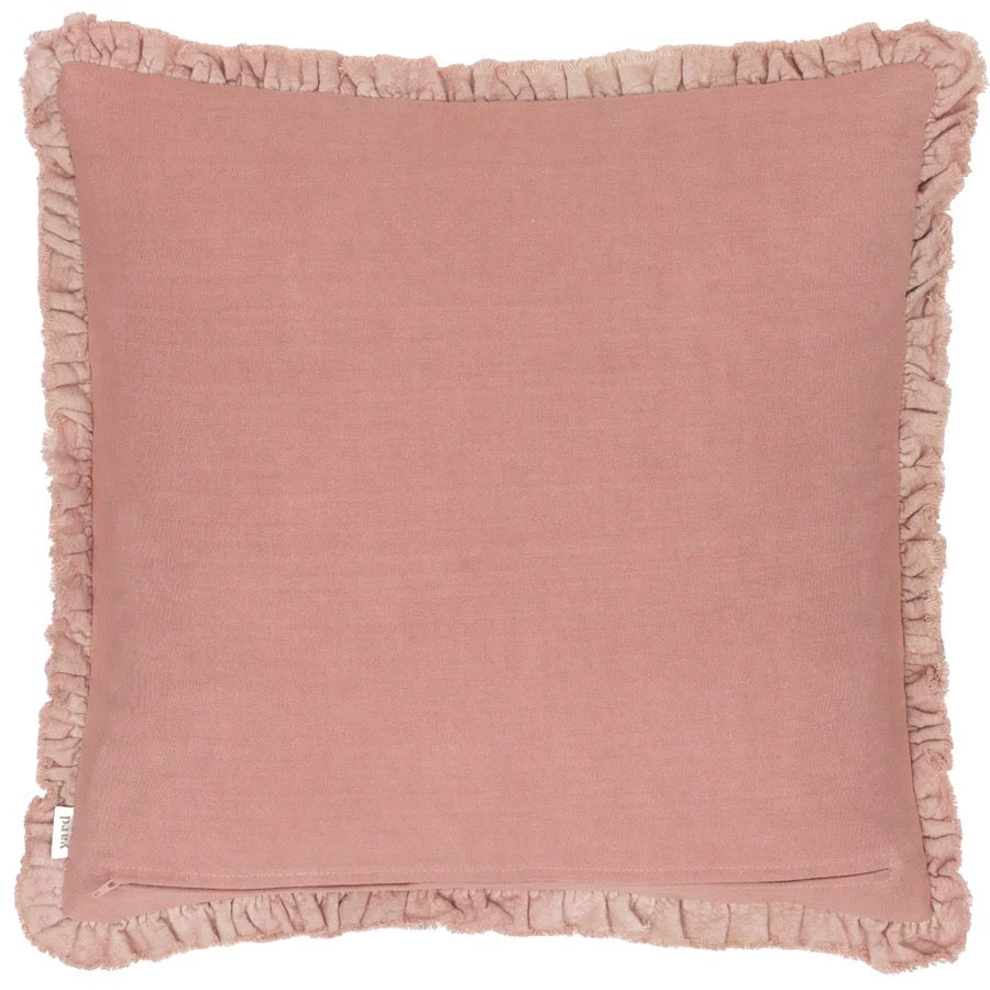 Bertie Washed Cotton Velvet Cushion Rosewood