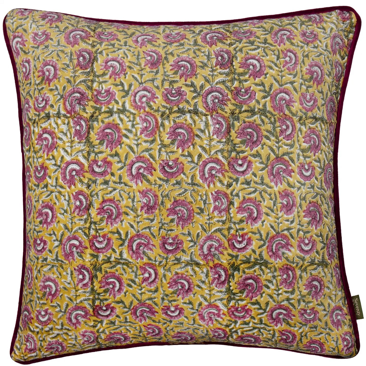 Chedworth Piped Velvet Cushion Gold/Rose