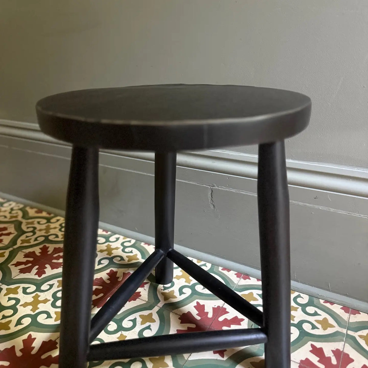 Painted Mango Wood Three Legged Stools - 2 sizes