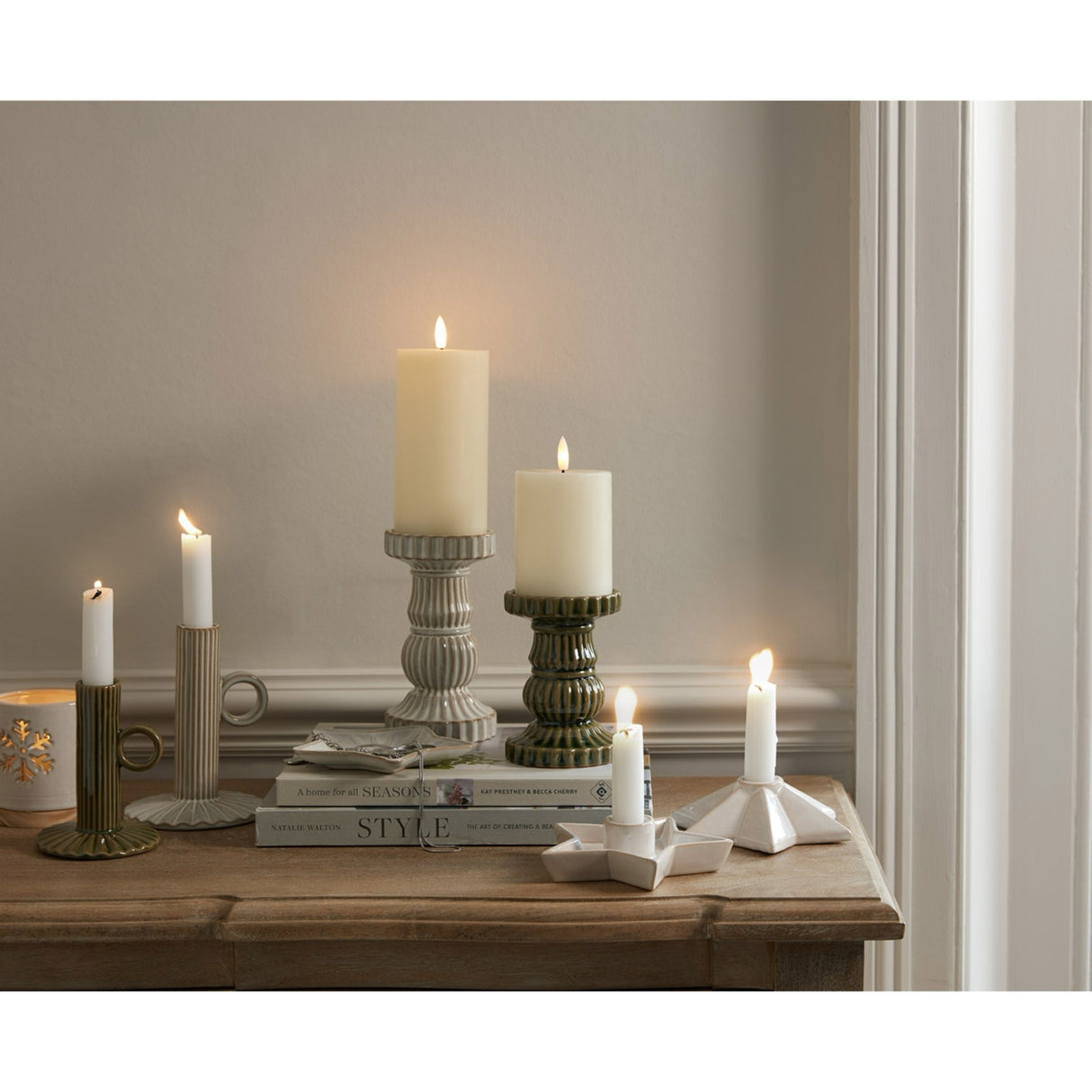 Alora Ceramic Taper Candle Holder With Handle - 2 colours