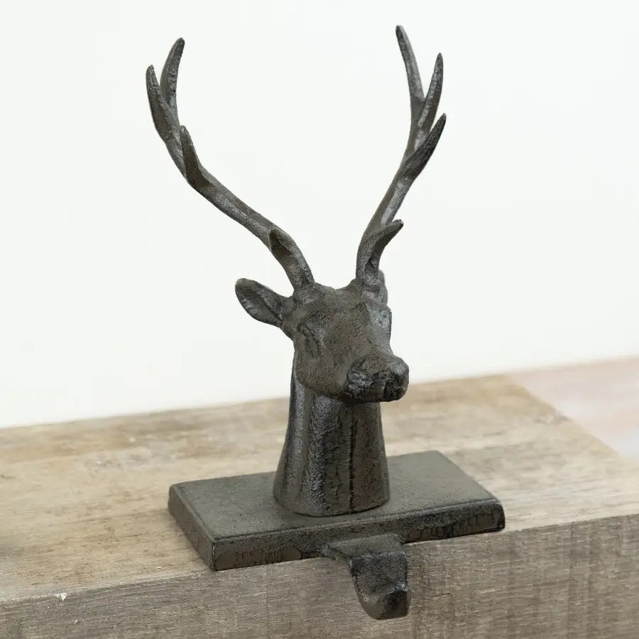 24cm Cast Iron Stag Stocking Holder