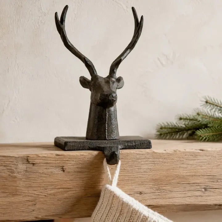 24cm Cast Iron Stag Stocking Holder