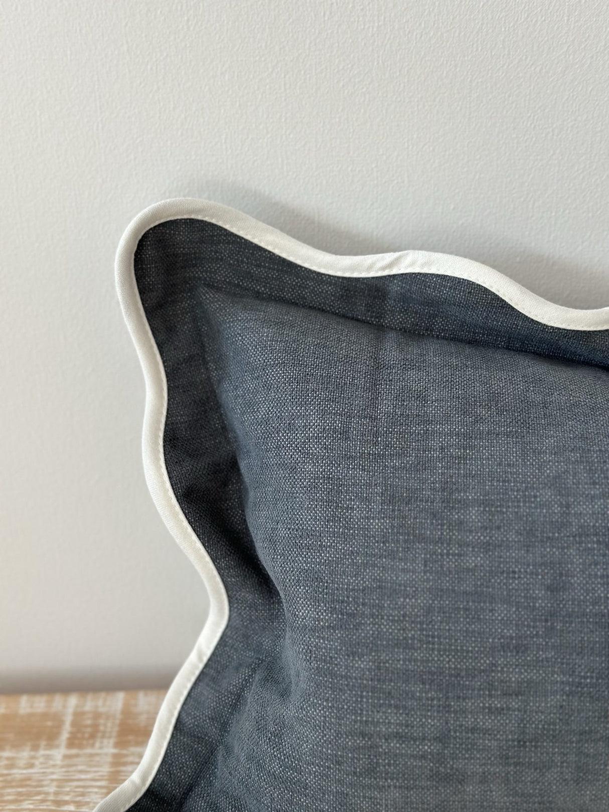 Chloe Navy Scalloped Edge Cushion 50×30