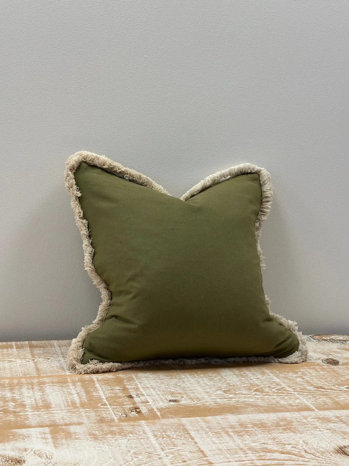 Sadie Olive Fringed Edge Cushion