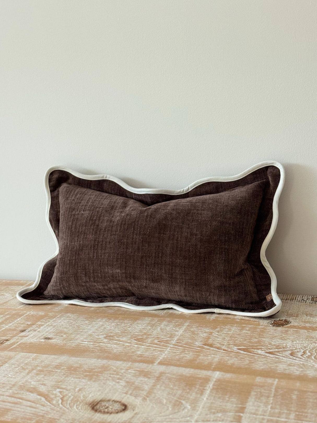 Chloe Dark Brown Scalloped Edge Cushion 50×30