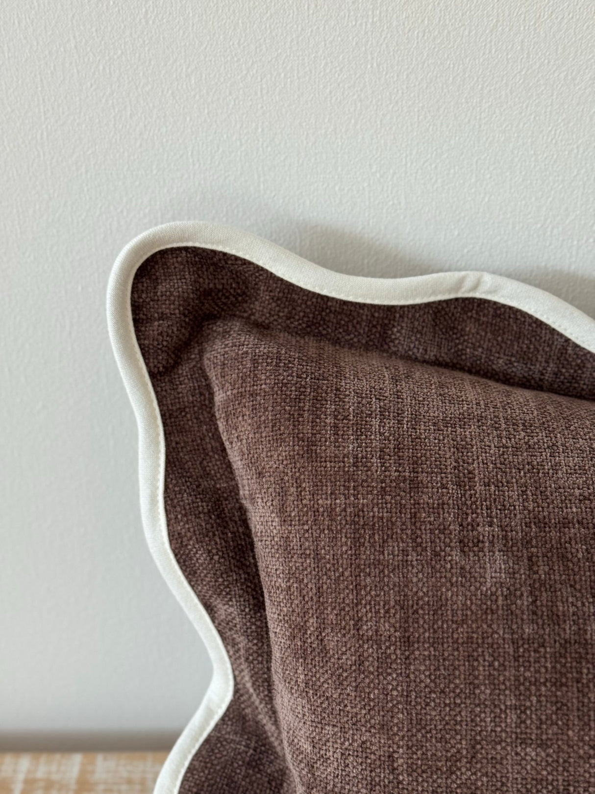 Chloe Dark Brown Scalloped Edge Cushion 50×30