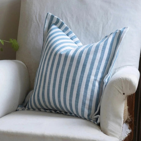 Vienna blue Stripe Flanged Edge Cushion 45cm