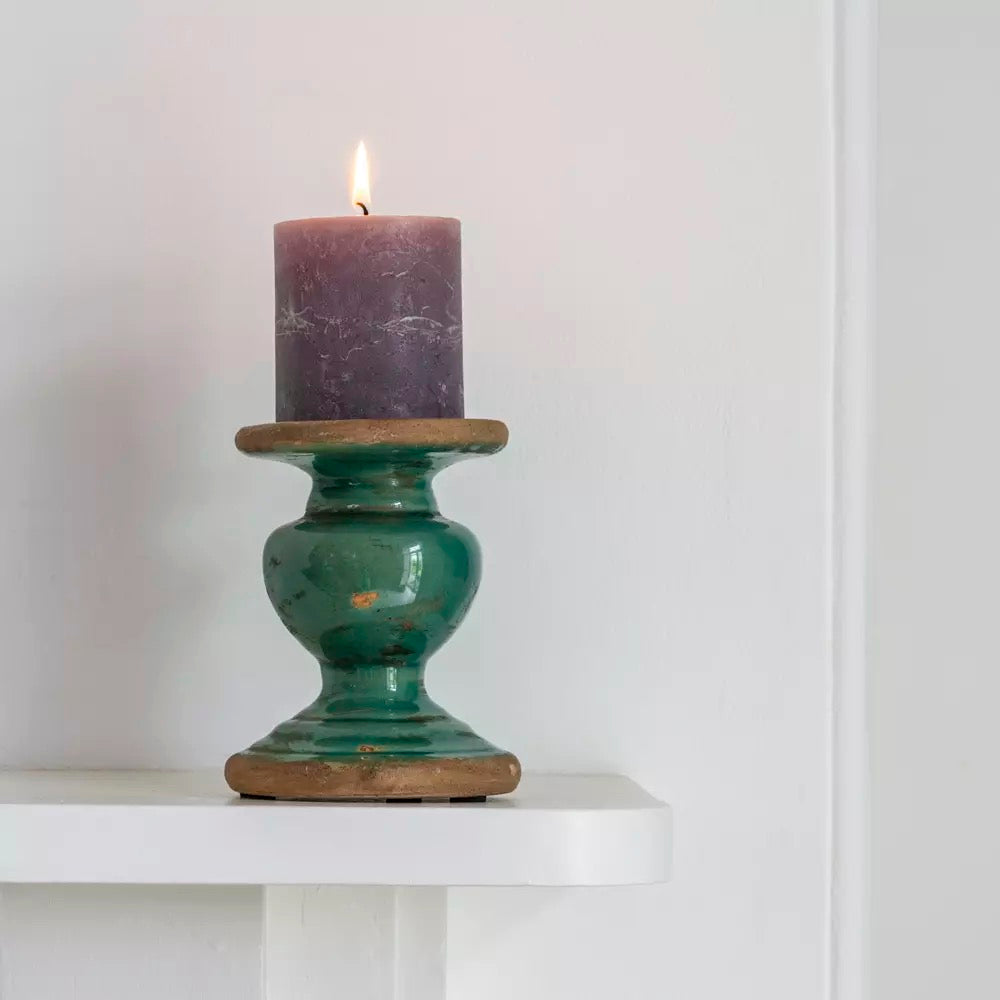 Thasos Pillar Candle Holder Turquoise