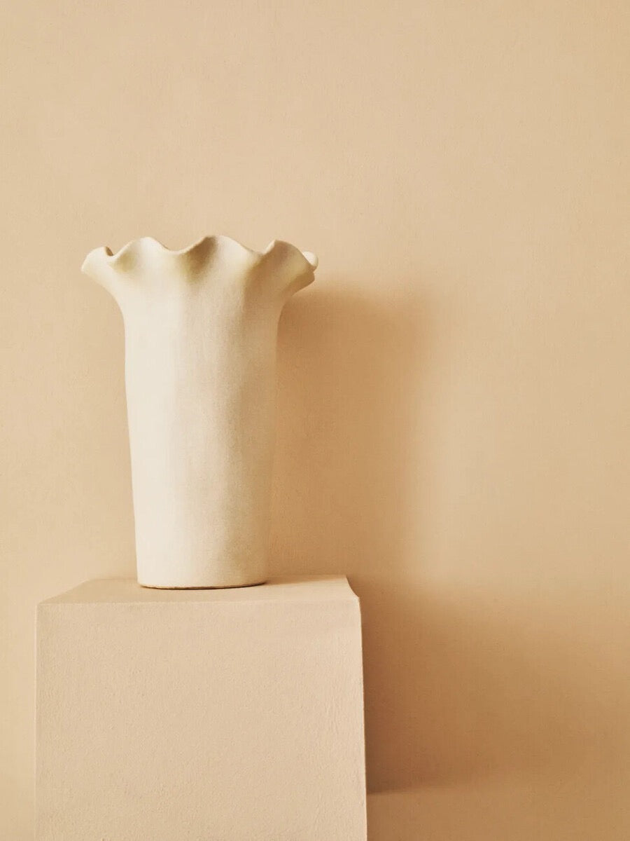 Sonata Large Cream Fluted Vase