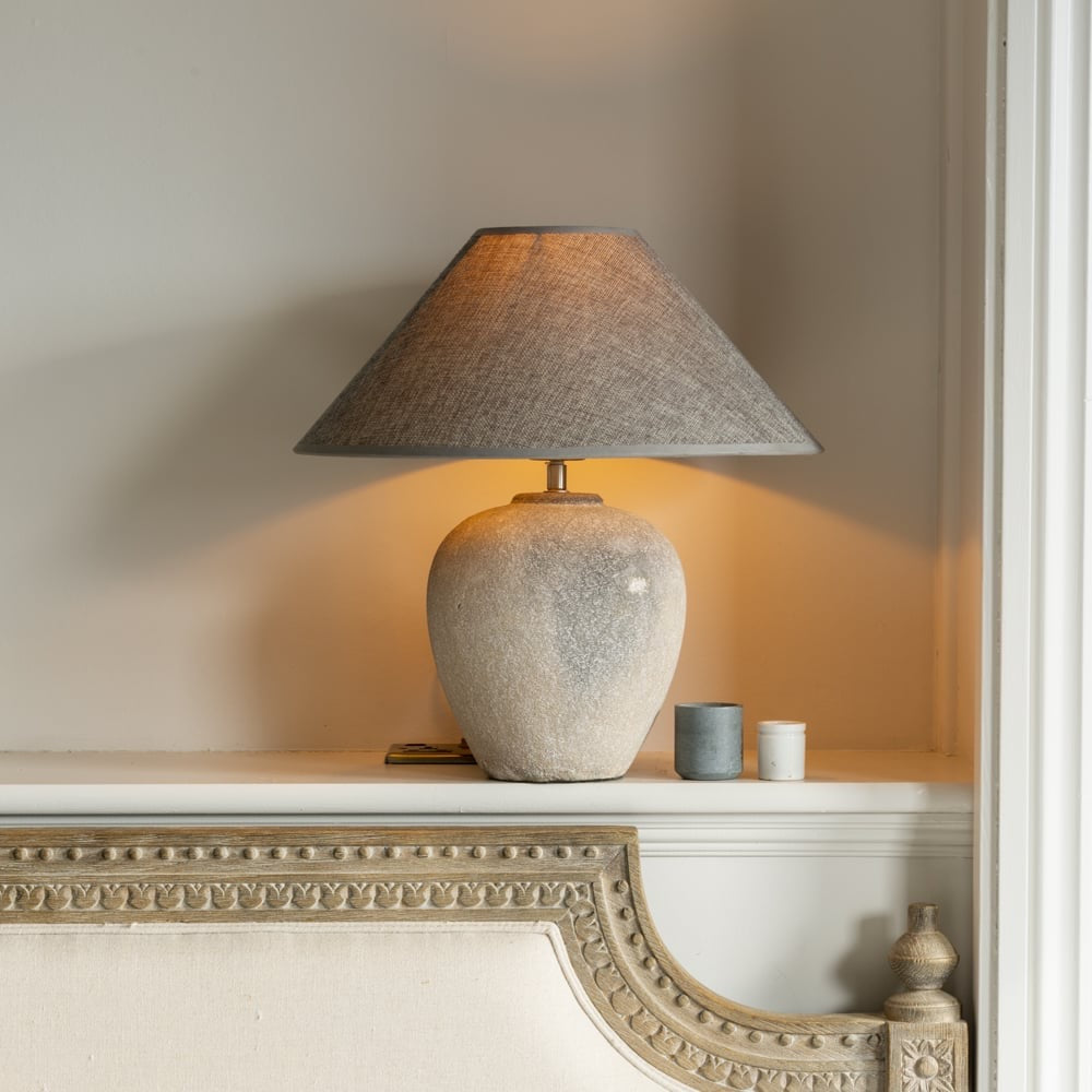 Lamp Ceramic Nero With Dark Grey Shade