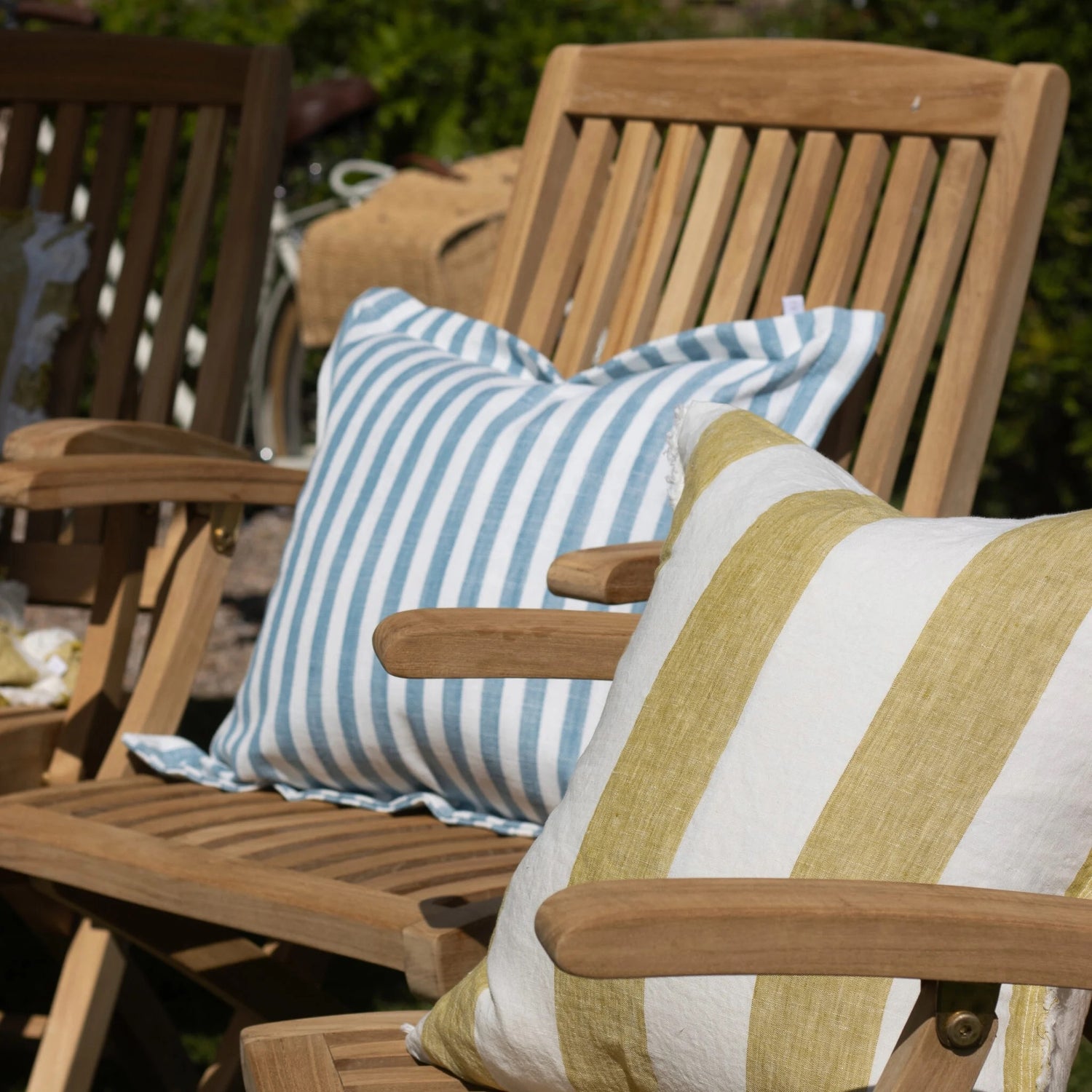 Vienna blue Stripe Flanged Edge Cushion 45cm