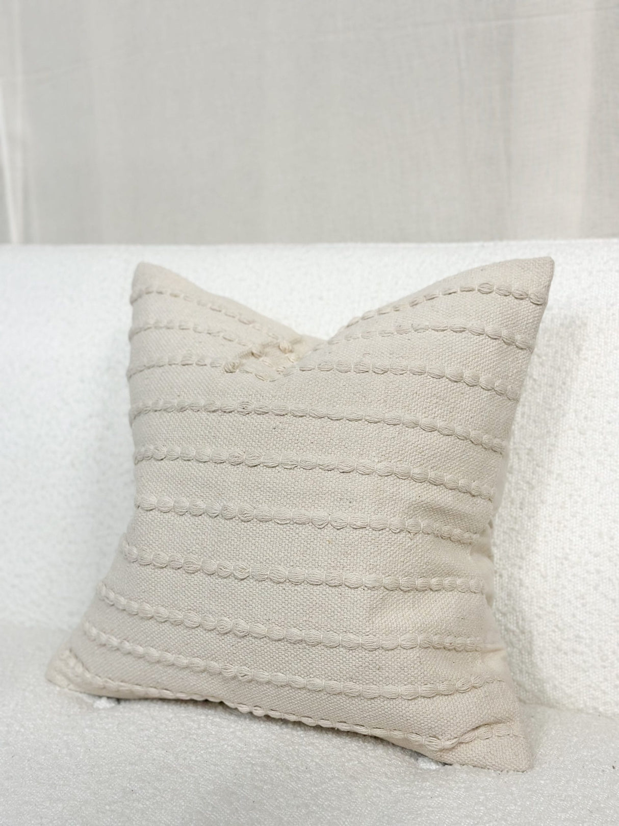 India Cream Textured Stripe Cushion