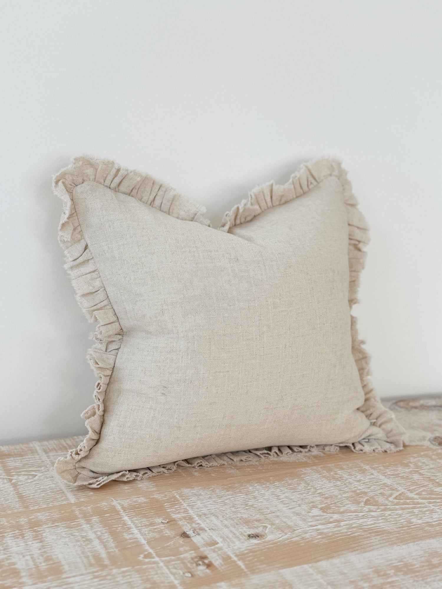 Grace Sand Natural Ruffle Cushion 2 sizes
