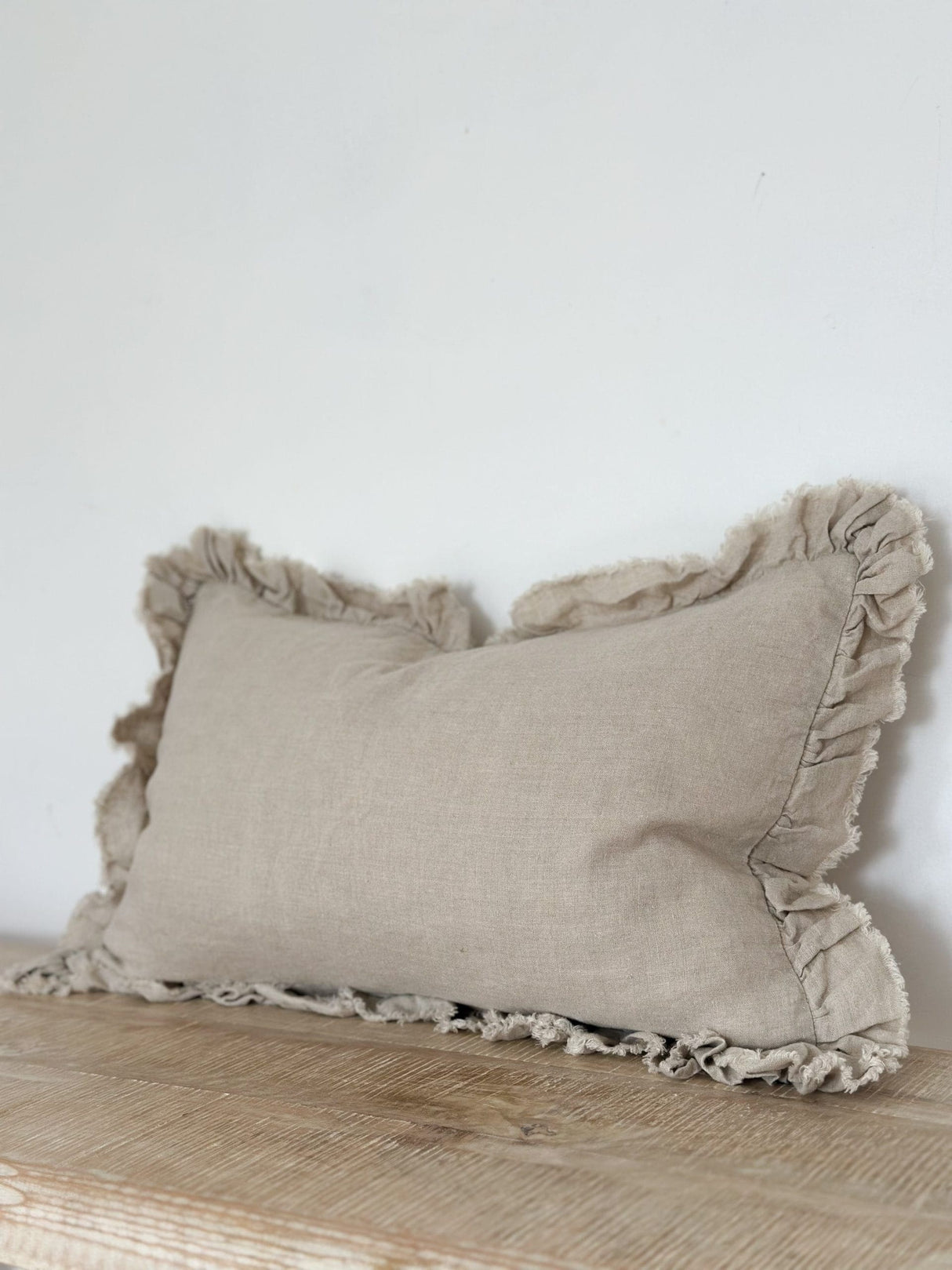 Hallie Natural Beige Ruffle Cushion 50×30