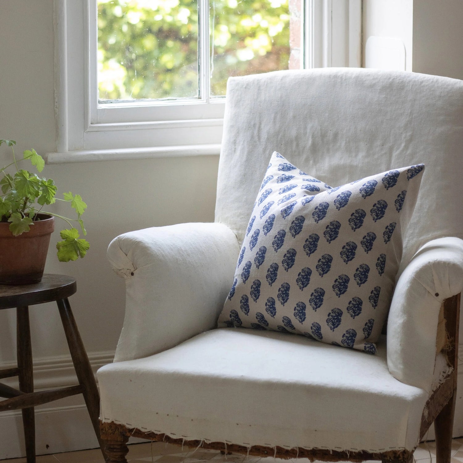 Francesca Navy Print Cushion