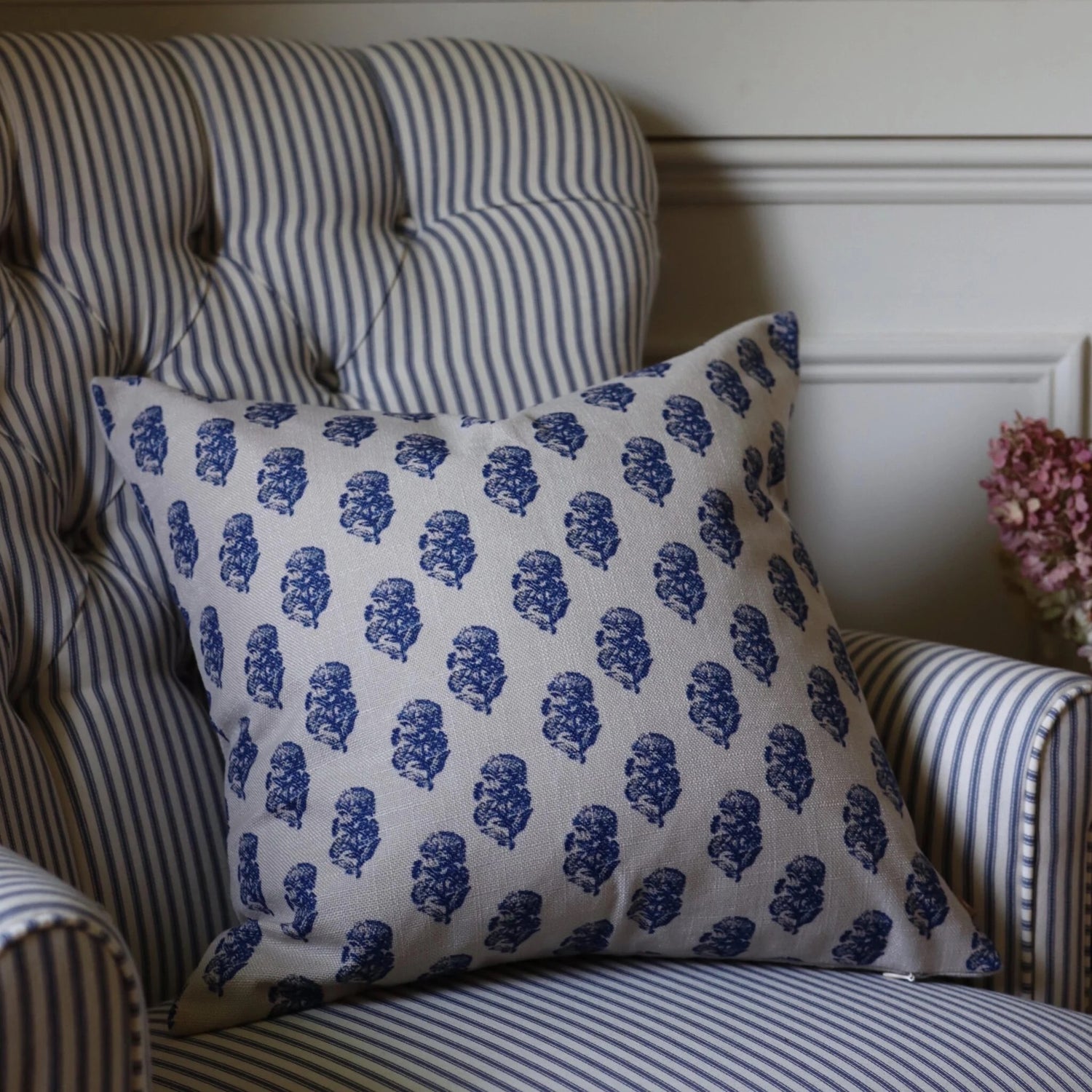 Francesca Navy Print Cushion