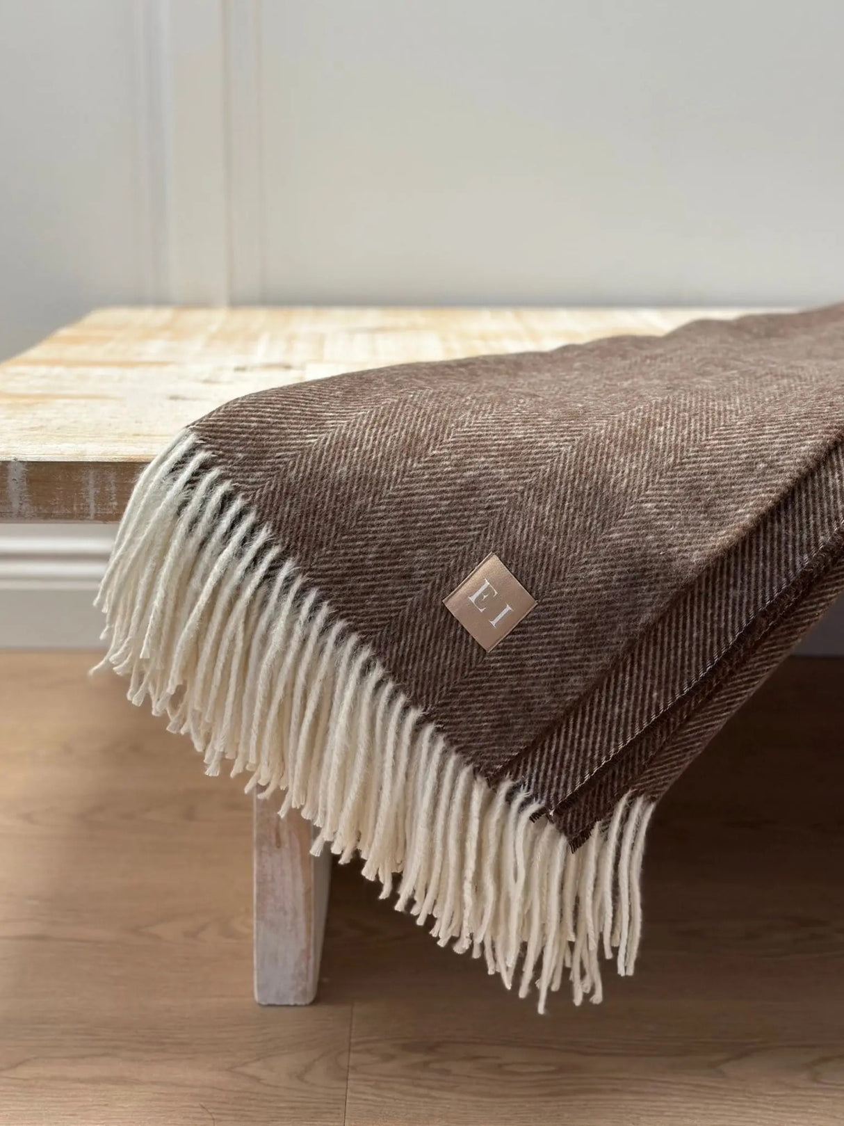 Dark Brown Herringbone Throw