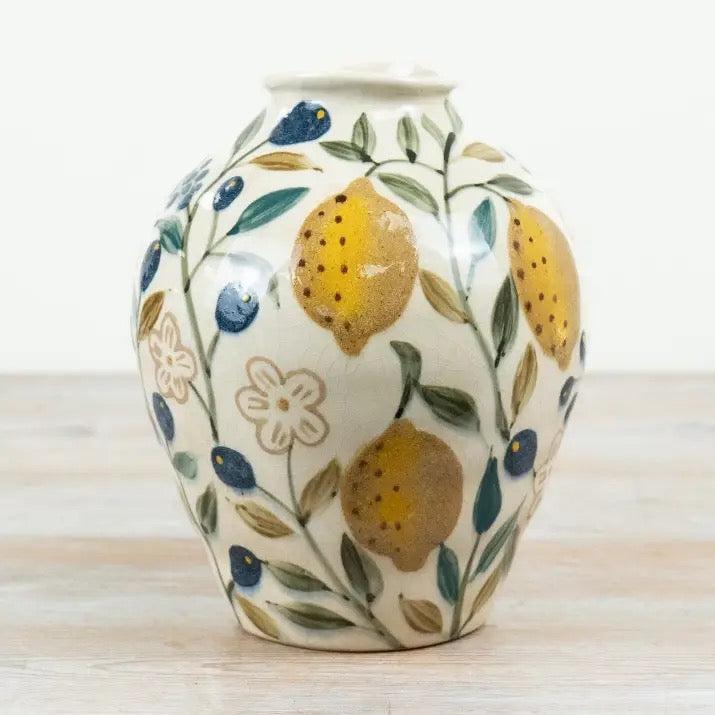 CERAMIC LEMON GLAZE VASE, 21.5CM